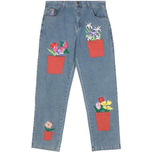 KidSuper flower-pots straight jeans - blu