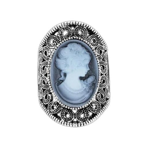 Gu Feng vintage grande donna cammeo anello antico argento-colore finger jewelry