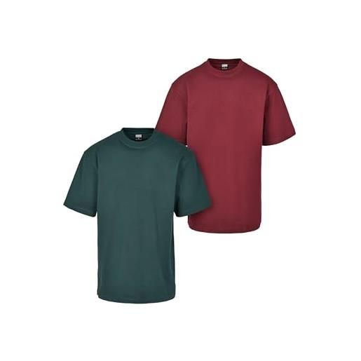 Urban Classics tall tee 2-pack, t-shirt, uomo, multicolore (redwine+bottlegreen), xl