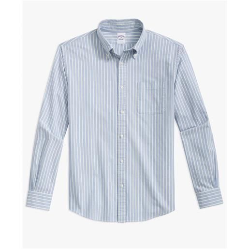 Brooks Brothers camicia sportiva blu a righe regular fit oxford friday con collo a polo button-down