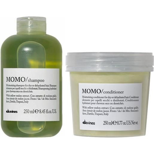 Davines duo momo shampoo + conditioner 250+250ml - rituale idratante nutriente capelli secchi o aridi