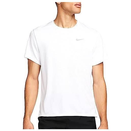 Nike m nk df uv miler ss, t-shirt uomo, white/reflective silv
