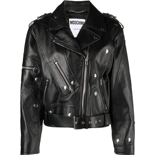 Moschino giacca biker con borchie - nero
