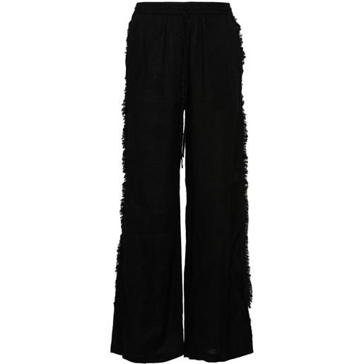 P.A.R.O.S.H. fringed linen straight-leg trousers - nero
