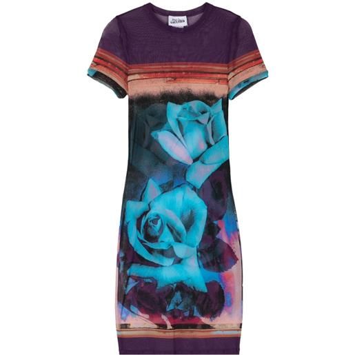 Jean Paul Gaultier roses mesh minidress - blu