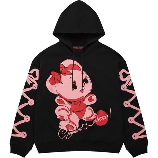 Chopova Lowena teddy bear-print drawstring hoodie - nero