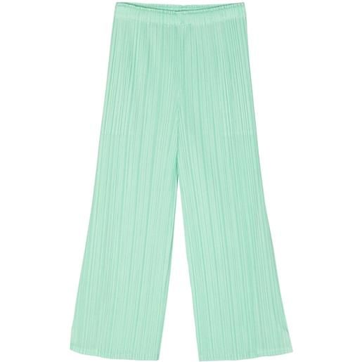 Pleats Please Issey Miyake pleated cropped trousers - verde