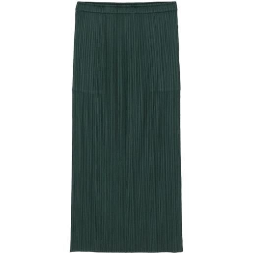 Pleats Please Issey Miyake straight pleated midi skirt - verde