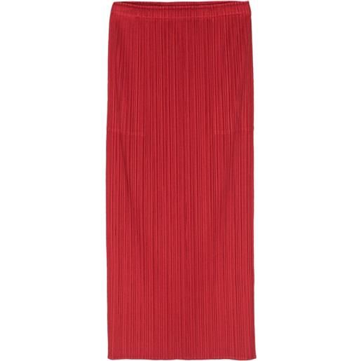 Pleats Please Issey Miyake straight pleated midi skirt - rosso