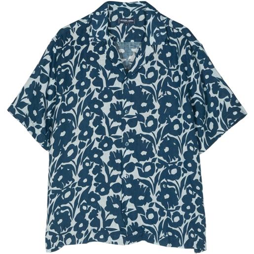 Frescobol Carioca perennial-print linen shirt - blu