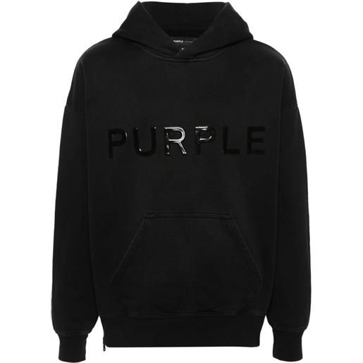 Purple Brand logo-patch cotton hoodie - nero