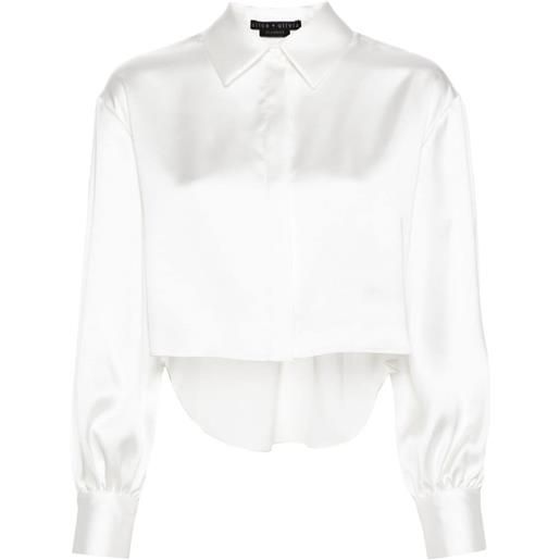 alice + olivia high-low satin shirt - bianco