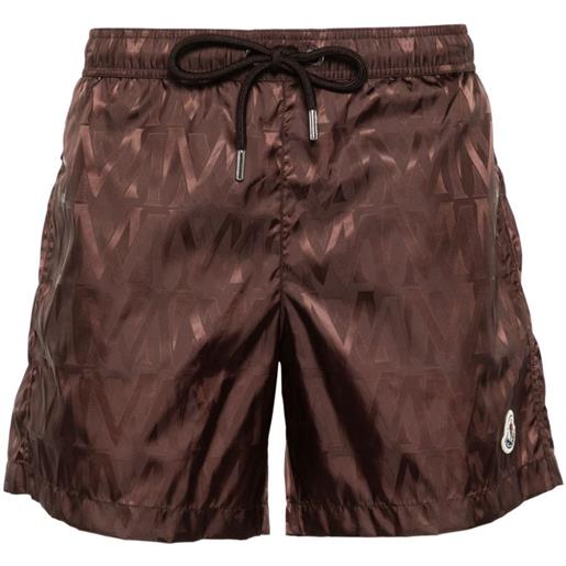 Moncler monogram-jacquard swim shorts - marrone