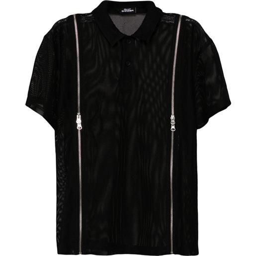 Olly Shinder double-zip mesh polo shirt - nero