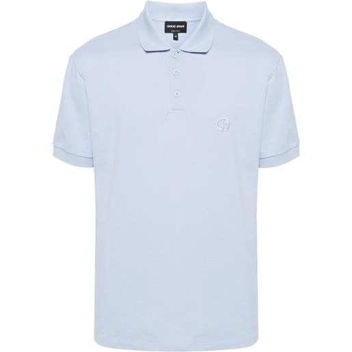 Giorgio Armani logo-embroidered polo shirt - blu