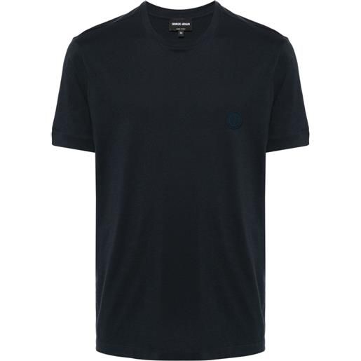 Giorgio Armani rubberised-logo cotton t-shirt - blu