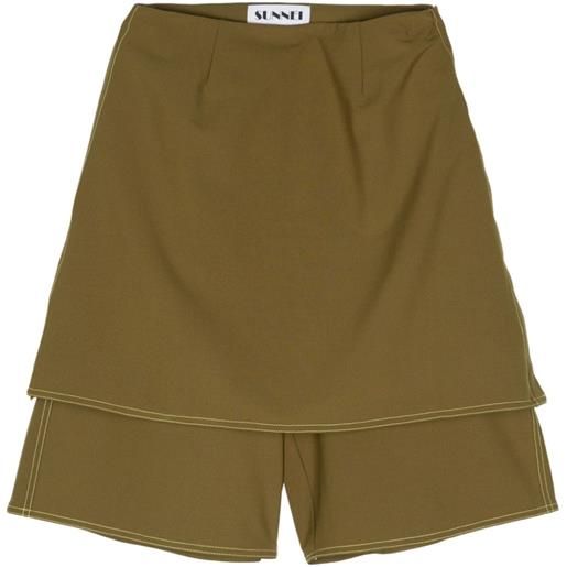 Sunnei skirt-overlay knee-leng shorts - verde
