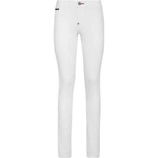 Philipp Plein jeans skinny con placca logo - bianco