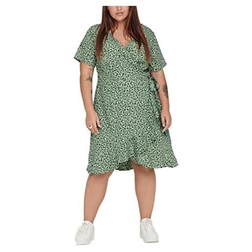 Only carlivia s/s wrap knee dress wvn noos vestito, hedge green/aop: hella graphic, 54 it donna