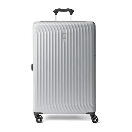 Travelpro maxlite air bagaglio a mano espandibile con lato rigido, 8 ruote piroettanti, valigia rigida leggera in policarbonato, argento metallizzato, grande a quadri 72 cm
