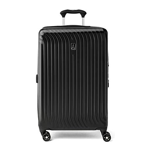 Travelpro maxlite air bagaglio a mano espandibile con lato rigido, 8 ruote piroettanti, valigia rigida leggera in policarbonato, nera, media a quadretti 64 cm