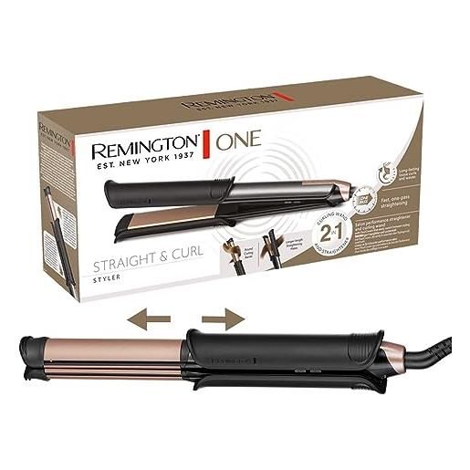 Remington one piastra e arricciacapelli - multistyler 2 in 1 - modalità lisciatura/arricciatura con superficie esterna riscaldata commutabile, 150-230°c, display digitale, piastra per capelli s6077