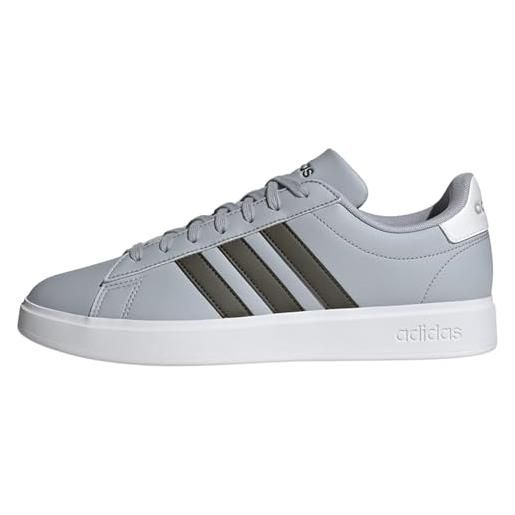 adidas grand court 2.0, shoes-low (non football) uomo, halo silver/shadow olive/ftwr white, 36 2/3 eu