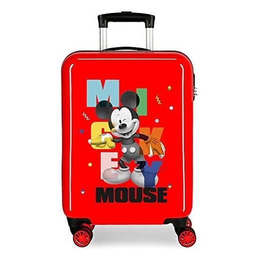 Disney mickey's party valigia da cabina rossa 38 x 55 x 20 cm rigida abs chiusura a combinazione laterale 34 l 2,7 kg 4 ruote doppie bagaglio a mano
