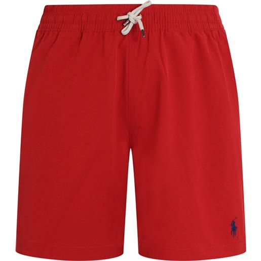 POLO RALPH LAUREN shorts mare rosso con mini logo per uomo