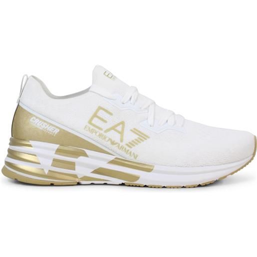 EA7 sneakers bianche con riporti oro per uomo