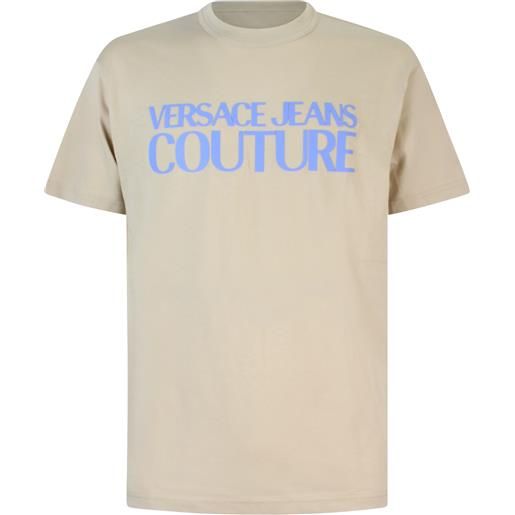 VERSACE JEANS COUTURE t-shirt beige con logo per uomo
