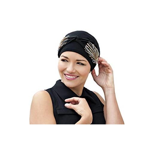 MASUMI carolina copricapo in cotone per le donne con chemo cancer perdita di capelli cappello organico per i pazienti con alopecia corona di alloro nera taglia unica