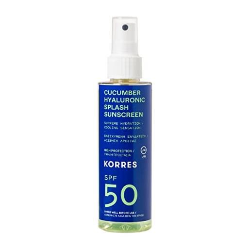 KORRES cucumber hyaluronic splash sunscreen spf50 150 ml
