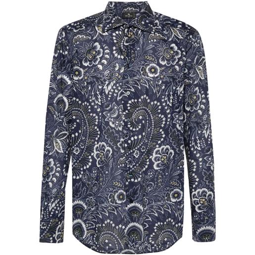 ETRO floral-print cotton shirt - blu