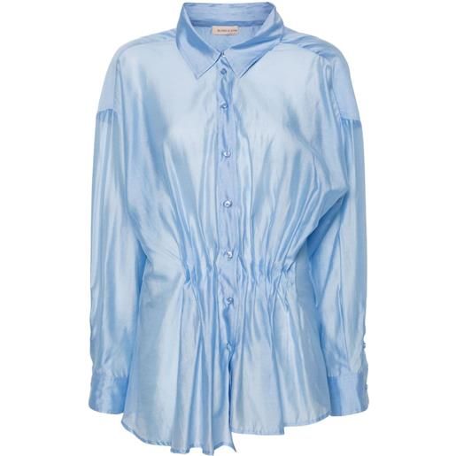 Blanca Vita pleated spread-collar shirt - blu