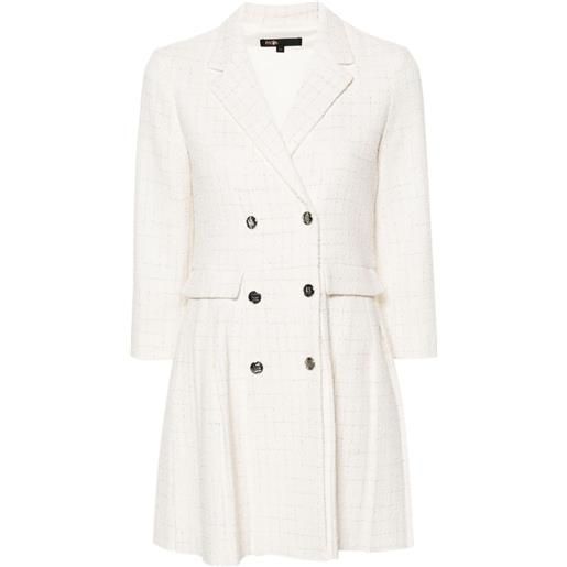 Maje check-pattern bouclé blazer dress - bianco