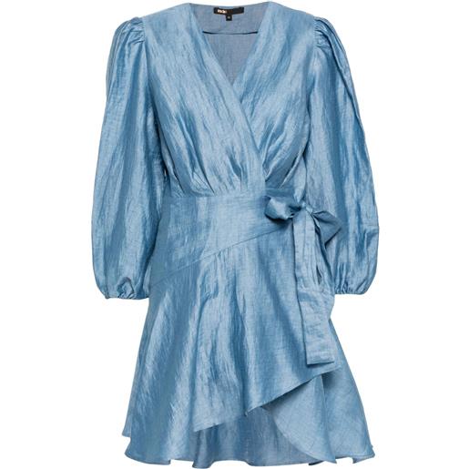 Maje linen-blend wrap dress - blu
