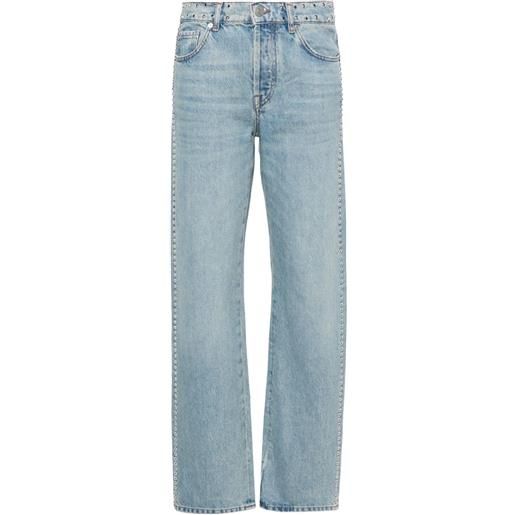Maje studded mid-rise straight jeans - blu
