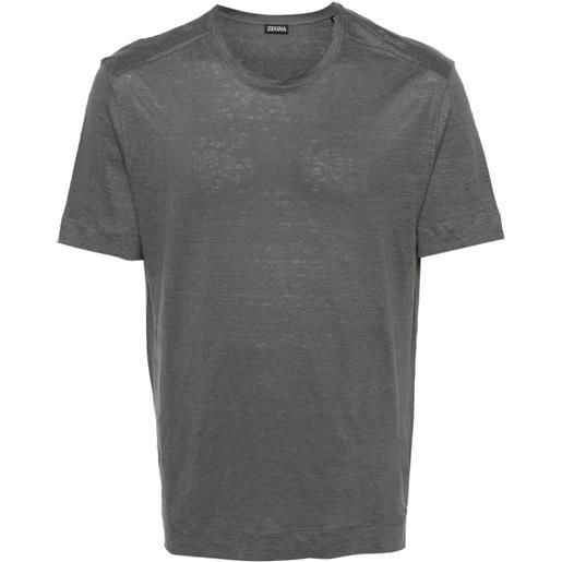 Zegna linen crew-neck t-shirt - grigio
