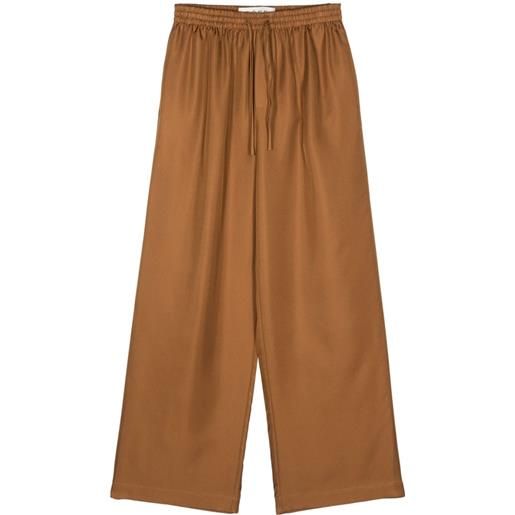 Róhe elasticated-waistband silk trousers - marrone