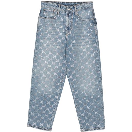 LIU JO crystal-embellished cropped jeans - blu
