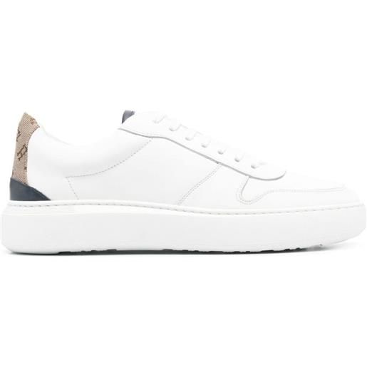 Herno monogram-heel leather sneakers - bianco