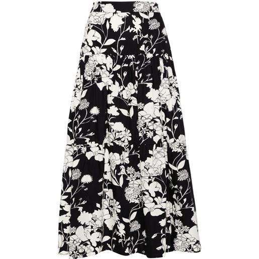 Maje floral-print tiered maxi skirt - nero