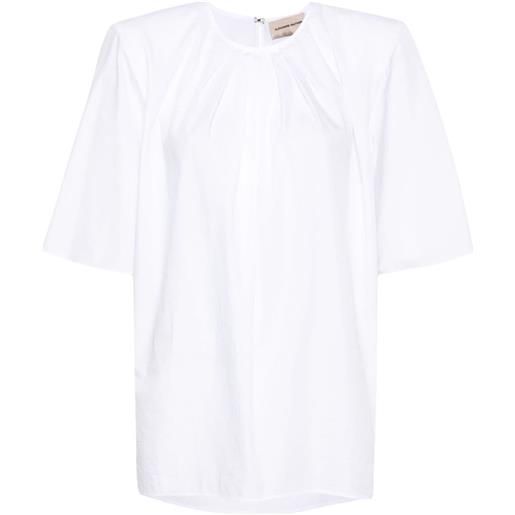 Alexandre Vauthier pleated shoulder-pads blouse - bianco