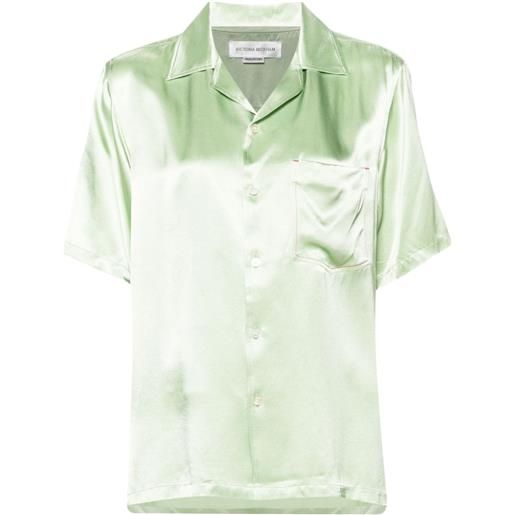 Victoria Beckham camp-collar satin shirt - verde