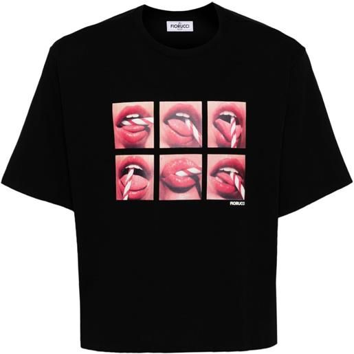 Fiorucci mouth graphic-print cotton t-shirt - nero