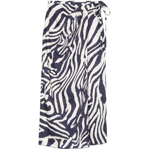Essentiel Antwerp zebra-print satin skirt - blu