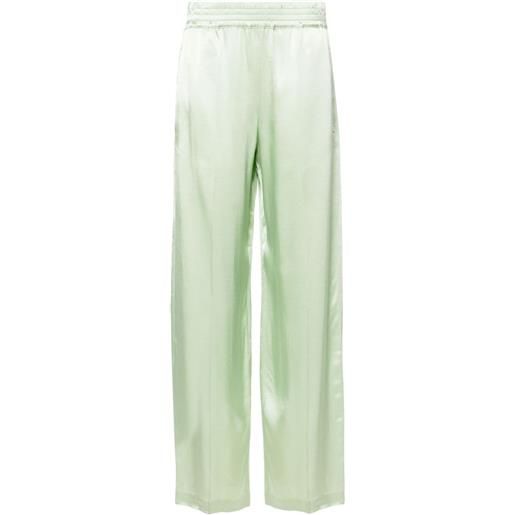 Victoria Beckham wide-leg satin trousers - verde