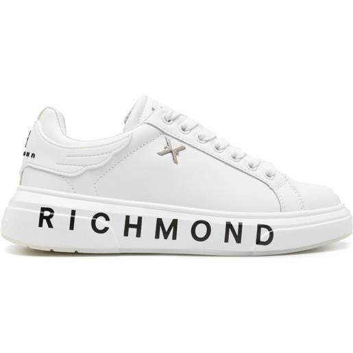 John Richmond logo-print leather sneakers - bianco