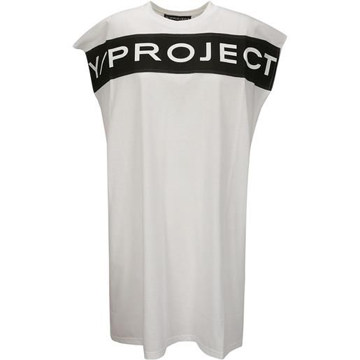 Y/Project logo-print cotton dress - bianco